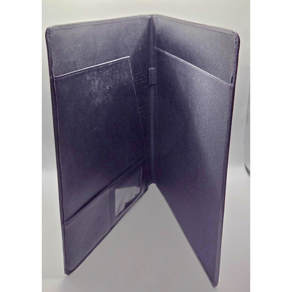 VTG Top Grain Cowhide Leather Padfolio Portfolio Document Carrier Black 12"x9.5"